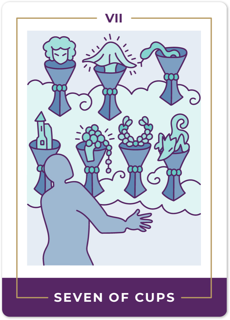 Seven of Cups Tarot Card Meanings | Biddy