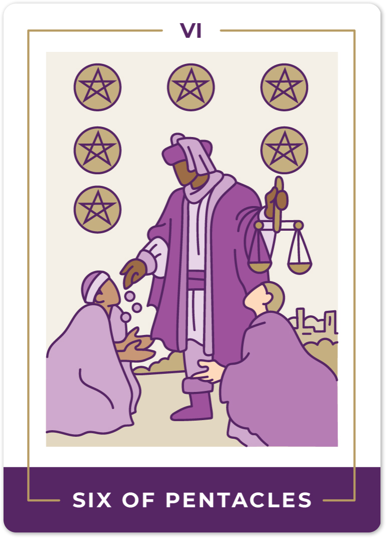 Six of Pentacles Tarot Card Meanings tarot card meaning