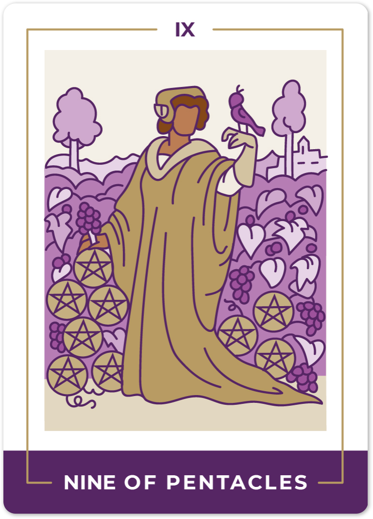 Nine of Pentacles Tarot Card Meanings tarot card meaning