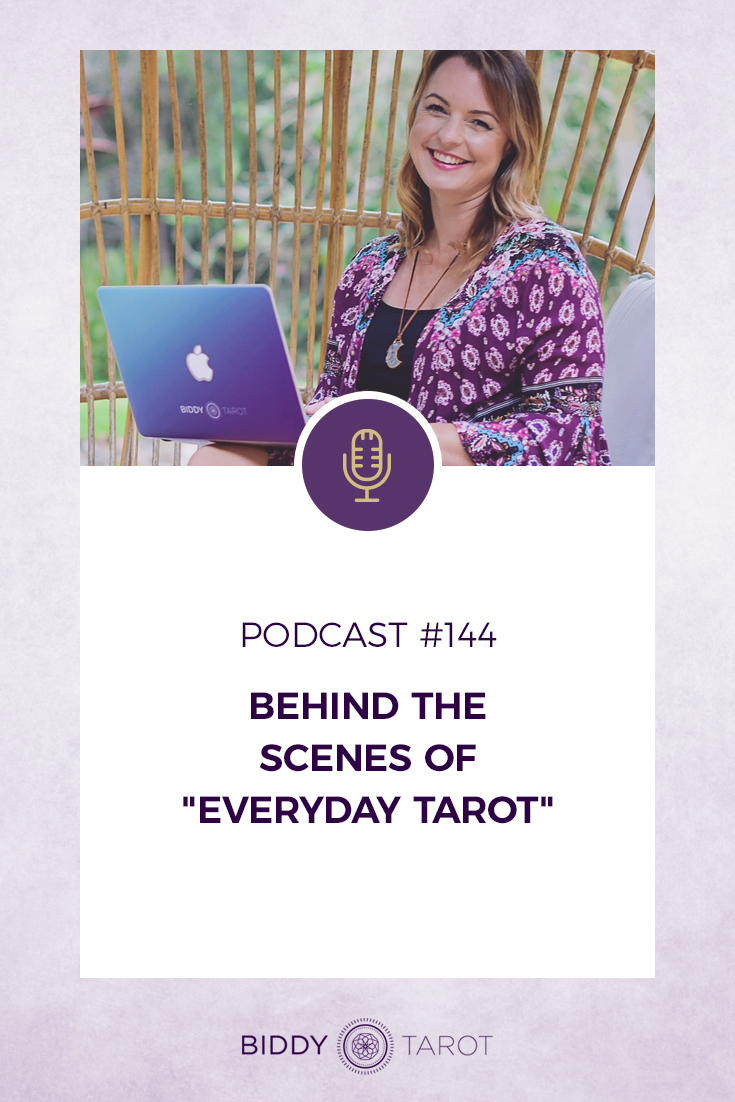 Behind the Scenes of "Everyday Tarot" | Biddy Tarot | Brigit Esselmont at her laptop | Podcast